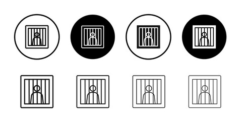 jail criminal prisioner icon logo sign set vector outline