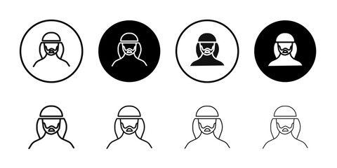 man in wearing a keffiyeh icon logo sign set vector outline