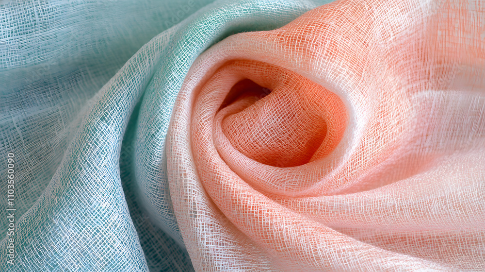 Poster close-up of a soft, ombre fabric with a delicate texture. the colors transition smoothly from a ligh