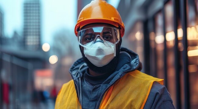 man in protective gear, safety concept 