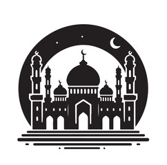 A beautiful mosque silhouette vector illustration