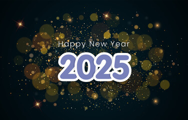 2025 happy new year template banner with modern 3d text effect and beautiful sparkle luxury shiny ornament abstract gradient green background design 63