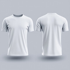 A clean design of a short-sleeve running t-shirt. The t-shirt is white, displayed on a plain grey background. T-shirt Mockup