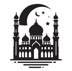 A beautiful mosque silhouette vector illustration