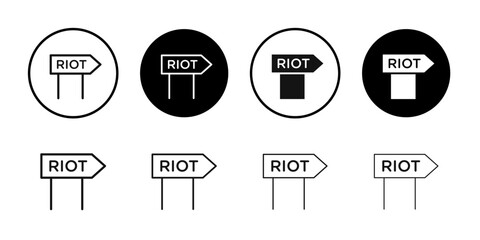 Riot sign icon logo sign set vector outline