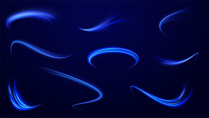 Abstract background rotational border lines, png, effect, wave,neon,line. Neon stripes in the form of drill, turns and swirl. Speed of light concept background. 