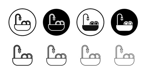 Washing plate icon logo sign set vector outline