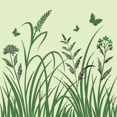 Fototapeta premium Seamless green grass pattern