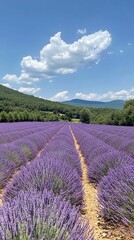 Obraz premium Lavender Field Under a Sunny Sky