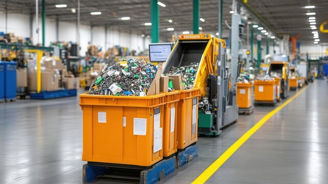 High-tech recycling plant processing materials from corporate waste reduction programs