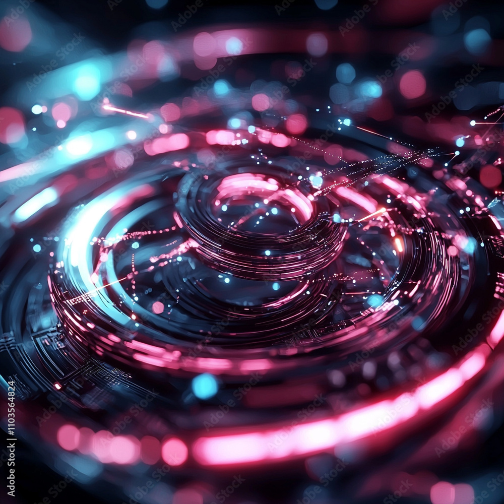 Poster dynamic ai-generated visuals abstract art digital realm colorful environment close-up innovative con