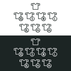 Clothing size icon  isolated on white background. Vector illustrations are made with vector-based software, not AI generated results.