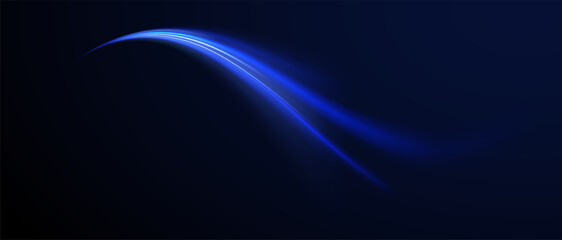 Big data traffic visualization, dynamic high speed, png, effect. Vector glowing lines air flow effect. Light trail wave, fire path trace line, car lights, optic fiber and incandescence curve twirl. 