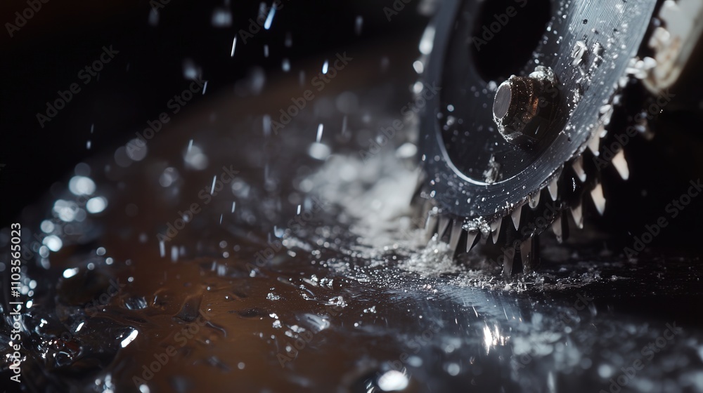 Aufkleber a close-up of a saw blade being sharpened using a sharpening tool.
