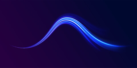 Big data traffic visualization, dynamic high speed, png, effect. Vector glowing lines air flow effect. Light trail wave, fire path trace line, car lights, optic fiber and incandescence curve twirl. 