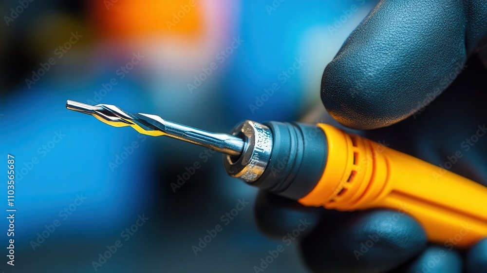 Aufkleber a close-up of a screwdriver with an insulated handle, ensuring safety while working on electrical ta