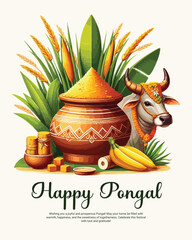 Happy Pongal South Indian Harvest Festival social media post banner template
