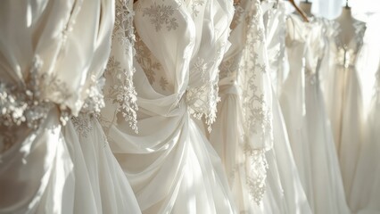 Elegant white wedding gowns, perfect for candid photos.