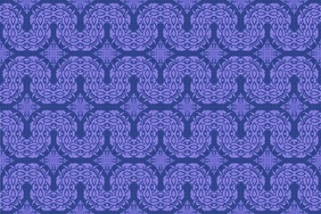 Seamless Celtic Knot Pattern in Vibrant Blue and Purple.
