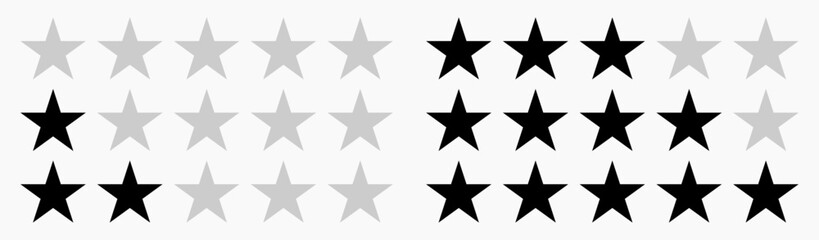 Feedback rating star signs collection. Five stars from customers rating sign. Set of star symbols isolated. Feedback 5-star sign. Vector illustration.