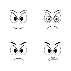 Cartoon Angry Face Expression Icons Isolated Hand drawn Illustration