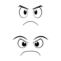 Cartoon Angry Face Expression Icons Isolated Hand drawn Illustration