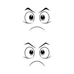 Cartoon Angry Face Expression Icons Isolated Hand drawn Illustration
