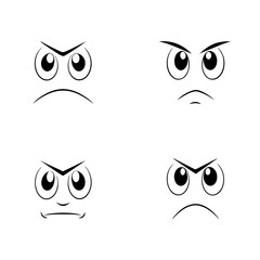 Fototapeta premium Cartoon Angry Face Expression Icons Isolated Hand drawn Illustration