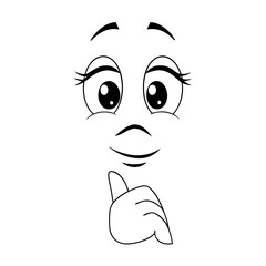 Cartoon Cute Face Expression Icons Isolated Hand drawn Illustration