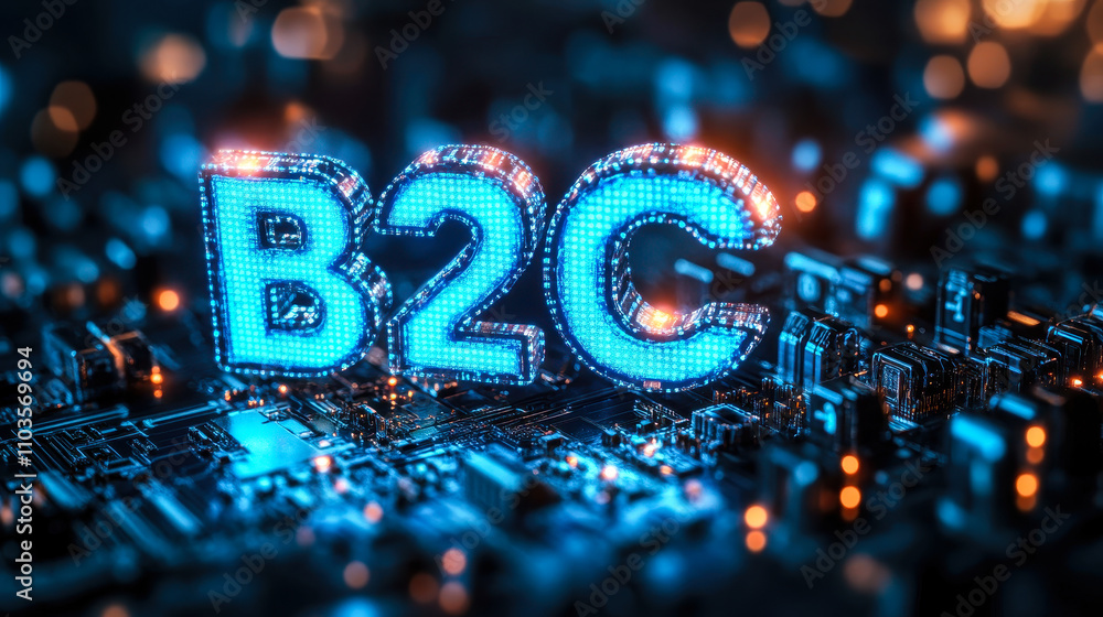 Aufkleber dynamic digital matrix code depicting b2c business to consumer concept