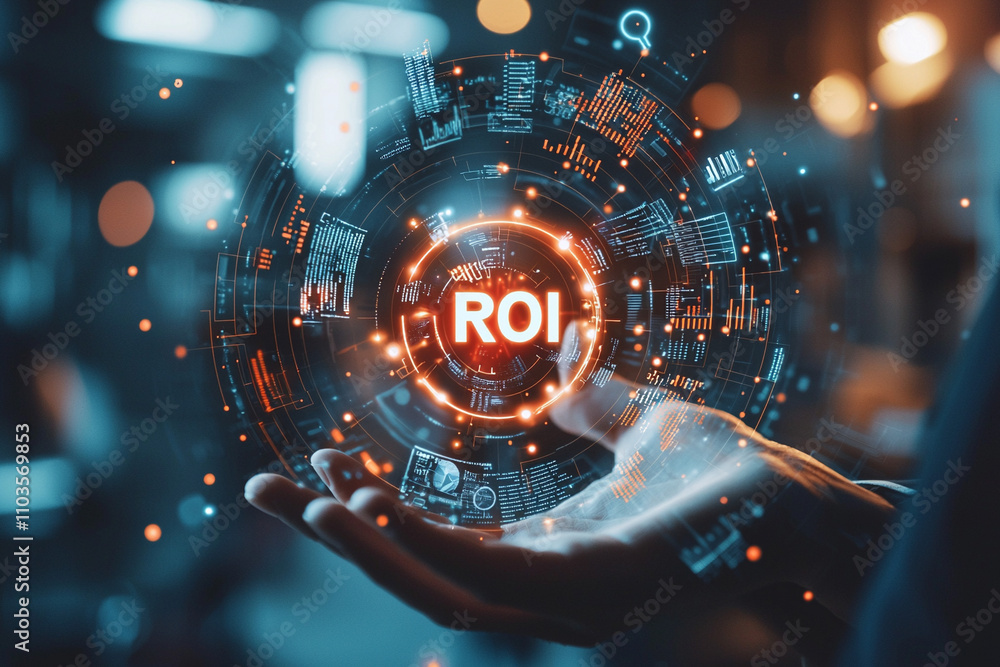 Poster ai generated data visualization demonstrating roi in business strategy digital workspace infographic