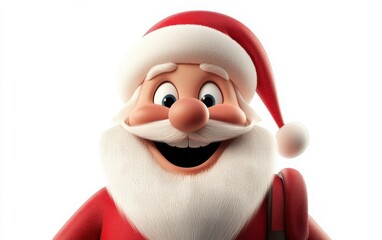A 3D-rendered, cartoon Santa Claus face with a black hole for the mouth, set against a white background. 