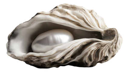 Open oyster shell with a large pearl inside