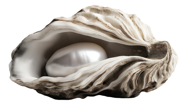 Open oyster shell with a large pearl inside