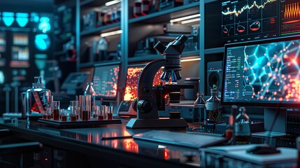 Modern Scientific Workspace: DNA Extraction and Genetic Sequencing