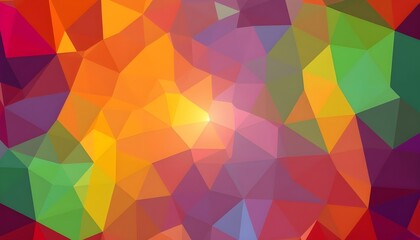 Vibrant Low-Poly Digital Art Bright Polygons with Depth and Glossy Surfaces