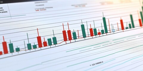 Detailed Analysis of Stock Candlestick Charts Illustrating Green and Red Candles for Trend Assessment and Market Strategy Development