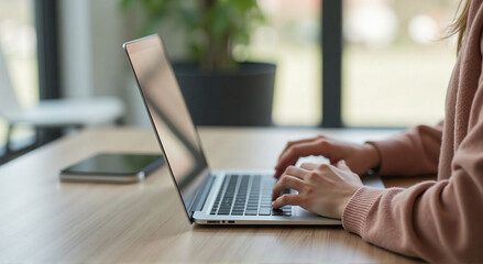 Fototapeta premium person working on laptop