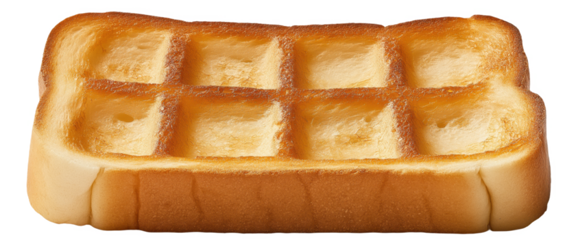 Square bread with a waffle pattern on the surface