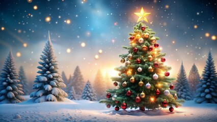 christmas tree with snow, small model design