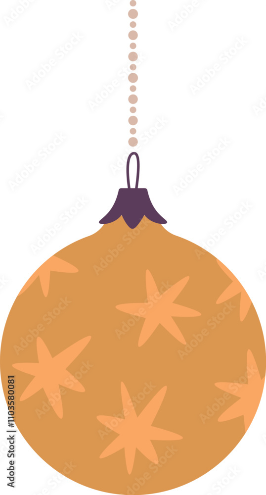 Poster a yellow ornament with stars on it hangs from a string