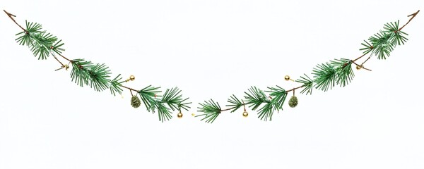 Festive green garland with pine branches and decorative accents for holiday celebration