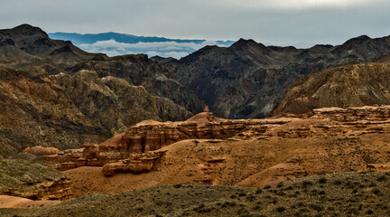 Valley of castles in the Charyn canyon from the Almaty region in Kazakhstan.