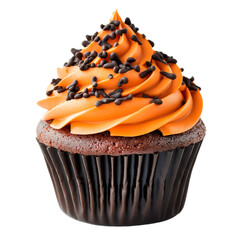 chocolate cupcake with orange frosting