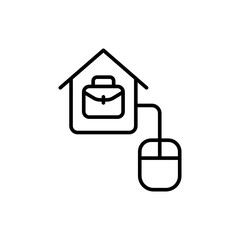 Remote working outline icons, minimalist vector illustration ,simple transparent graphic element .Isolated on white background
