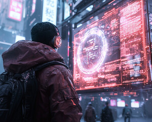 Ai generated urban exploration futuristic city digital art neon environment immersive viewpoint technology concept