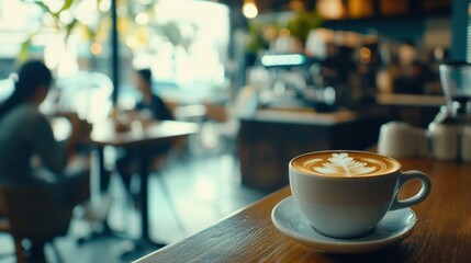 Fototapeta premium A Cup of Coffee with a View to the Cafe