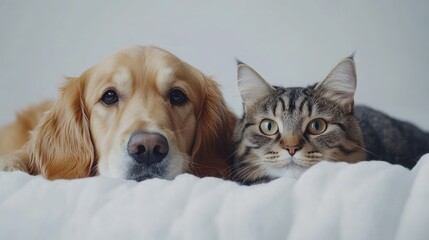 Dog and Cat Resting Together in Peaceful Moment
