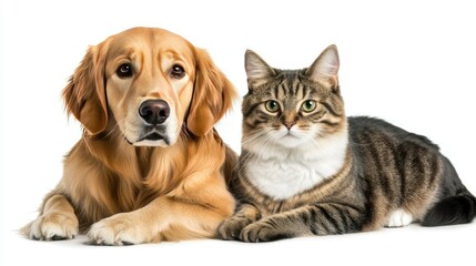 Golden Retriever Puppy and Cat Together