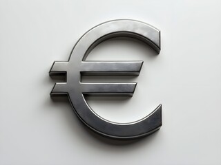 Obraz premium silver euro symbol on white background